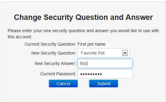 Change Security Question and Answer